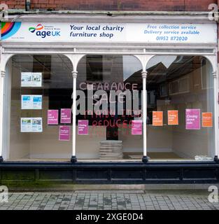 Fermeture d'un magasin de charité Age UK, Wellington, Shropshire Banque D'Images