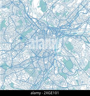 Carte de Sheffield en Royaume-Uni en style bleu. Contient un vecteur en couches avec routes eau, parcs, etc Illustration de Vecteur