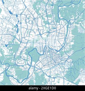 Carte de Vilnius en Lituanie en style bleu. Contient un vecteur en couches avec routes eau, parcs, etc Illustration de Vecteur