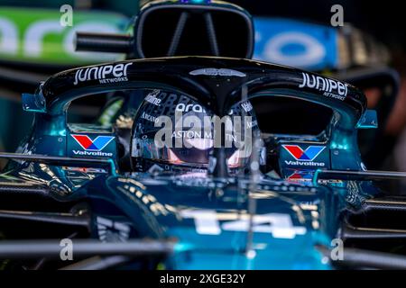 Silverstone, Royaume-Uni, 08 juillet 2024, Fernando Alonso, espagnol, concourt pour Aston Martin F1. Qualifications, 12e manche du championnat de formule 1 2024. Crédit : Michael Potts/Alamy Live News Banque D'Images