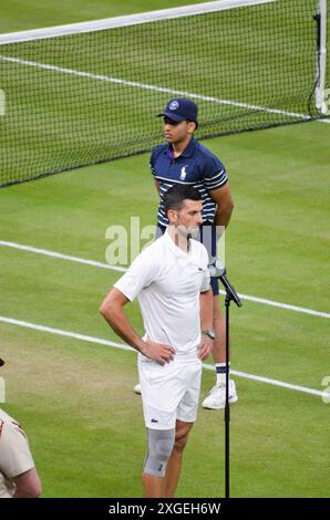 Londres, Royaume-Uni. 08 juillet 2024. Aux championnats de Wimbledon, jour 8 Taylor Fritz a battu Alexander Zverev, quatrième pilote, tandis qu'Elena Rybakina a atteint les quarts de finale après la retraite d'Anna Kalinskaya. Également sur le court central, Djokovic tente de remporter un huitième titre masculin de Wimbledon record commun, et est neuf fois finaliste au SW19. Crédit : Kingsley Davis/Alamy Live News Banque D'Images