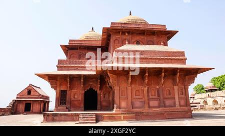 Vue du Palais Birbal à l'intérieur du Fort Fatehpur Sikri, Uttar Pradesh, Inde. Banque D'Images