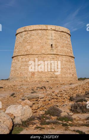 Torre de la Gavina, domaine public de Can Marroig, Formentera, îles Pitiusas, Communauté des Baléares, Espagne Banque D'Images