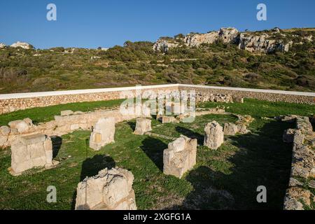 Basilique chrétienne primitive de son Bou, Ve siècle, plage de son Bou, Alayor, Minorque, îles Baléares, Espagne Banque D'Images