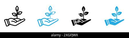 Collection de logo de vecteur d'icône de feuille dans la main pour l'interface utilisateur de l'application Web Illustration de Vecteur