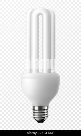 Ampoule à économie d'énergie à diode électroluminescente LED, ampoule économique, isolée sur fond transparent, illustration réaliste vectorielle 3D. Énergie Illustration de Vecteur