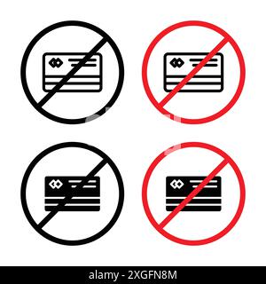 Carte de crédit avec collection de logo vectoriel de signe d'interdiction pour l'interface utilisateur de l'application Web Illustration de Vecteur