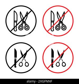 Pas de ciseaux ou pas de couteaux signe collection de logo vectoriel pour l'interface utilisateur de l'application Web Illustration de Vecteur