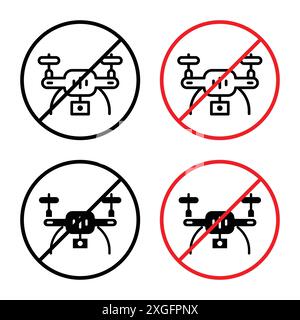 Aucun drones de mouche signe collection de logo vectoriel pour l'interface utilisateur de l'application Web Illustration de Vecteur
