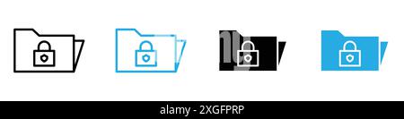 Collection de logo vectoriel d'icône de dossier secret pour l'interface utilisateur de l'application Web Illustration de Vecteur