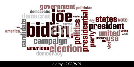 OSTRAVA, TCHÉQUIE - 23 JUILLET 2020 : le nuage de mots avec des mots liés à Joe Biden et à l'élection présidentielle 2020 aux États-Unis Banque D'Images