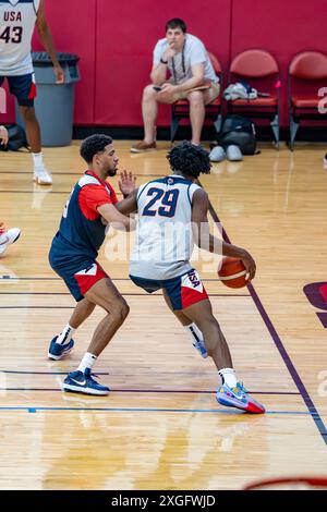 Joueurs de la NBA s'entraînant au camp de basket-ball américain pour les Jeux olympiques d'été Banque D'Images