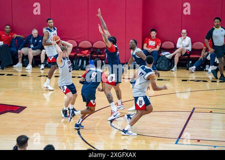 Joueurs de la NBA s'entraînant au camp de basket-ball américain pour les Jeux olympiques d'été Banque D'Images