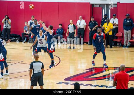 Joueurs de la NBA s'entraînant au camp de basket-ball américain pour les Jeux olympiques d'été Banque D'Images