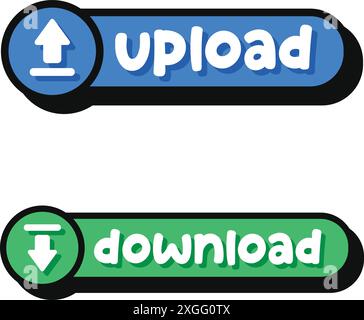 Bouton moderne avec téléchargement et téléchargement Illustration de Vecteur