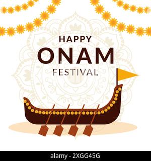 illustration pour célébrer le festival d'onam dans un style plat Illustration de Vecteur