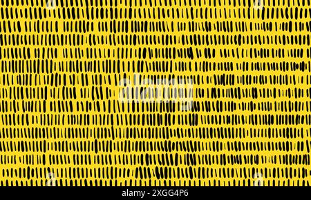 Fond simple avec de petites lignes noires. Vecteur modèle sans couture avec texture abstraite dessinée à la main sur fond jaune Illustration de Vecteur