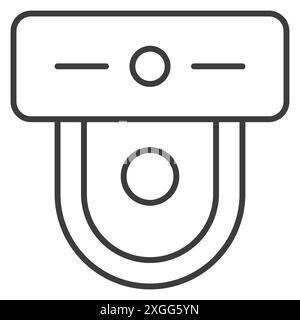 Toilette salle de bains plan immobilier pictogramme vue de dessus mince ligne art illustration vectorielle. Privies toilettes salle sanitaire hygiène WC pot siège restroo Illustration de Vecteur