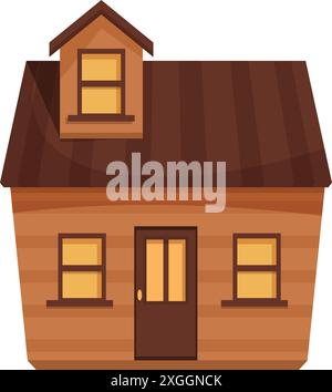 Simple maison en bois avec fenêtre mansardée debout sur fond blanc Illustration de Vecteur