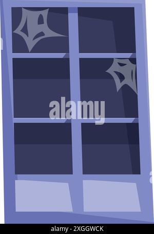 La vieille fenêtre cassée avec des toiles d'araignée montre la négligence et le manque d'entretien Illustration de Vecteur