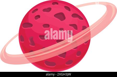 Planète rose de l'espace avec un système d'anneaux en orbite autour de l'étoile Illustration de Vecteur