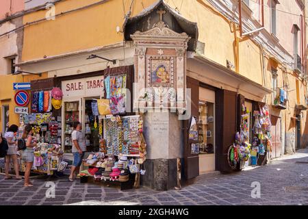 Procida est une île charmante dans la baie de Naples, en Italie, connue pour ses maisons vibrantes aux couleurs pastel et ses ports pittoresques. Banque D'Images