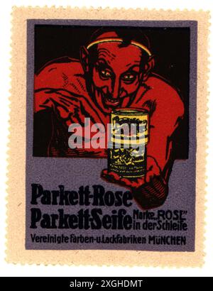 Publicité, articles pour la maison, produit de nettoyage Parkett-Rose, Vereinigte Farben- und Lackfabriken, Munich, INFORMATIONS-AUTORISATION-DROITS-SUPPLÉMENTAIRES-NON-DISPONIBLE Banque D'Images