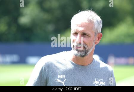 Leipzig, Allemagne. 09 juillet 2024. Football, Bundesliga, RB Leipzig : formation ouverte aux médias à la Red Bull Academy. Coach Marco Rose. Crédit : Sebastian Willnow/dpa/Alamy Live News Banque D'Images