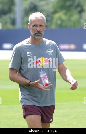 Leipzig, Allemagne. 09 juillet 2024. Football, Bundesliga, RB Leipzig : formation ouverte aux médias à la Red Bull Academy. Coach Marco Rose. Crédit : Sebastian Willnow/dpa/Alamy Live News Banque D'Images