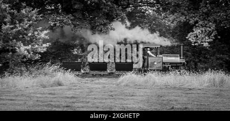 Moteur à vapeur à voie étroite Bagnall 'Pixie' officiellement propriété du révérend Teddy Boston de Cadeby lors d'une charte photo au Richmond Light Railway. Banque D'Images