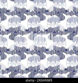 Fond de modèle sans couture de vecteur abstrait à effet de point bleu Indigo. Motif masculin moderne pour un motif imprimé à la main tendance. Illustration de Vecteur