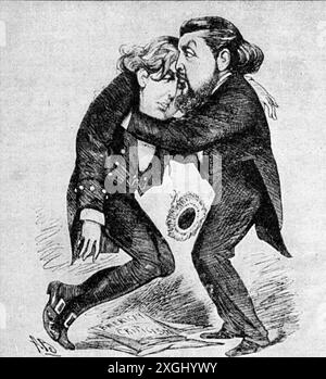 Wilde, Oscar, 16.10.1854 - 30.11.1900, écrivain irlandais, caricature, frère Willie: "peu importe, Oscar, le DROIT D'AUTEUR DE L'ARTISTE N'A PAS À ÊTRE EFFACÉ Banque D'Images