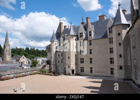 Cour du Château de Langeais Banque D'Images