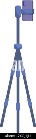 Smartphone debout sur trépied, permettant un fonctionnement stable et mains libres pendant l'enregistrement vidéo ou la diffusion en direct Illustration de Vecteur
