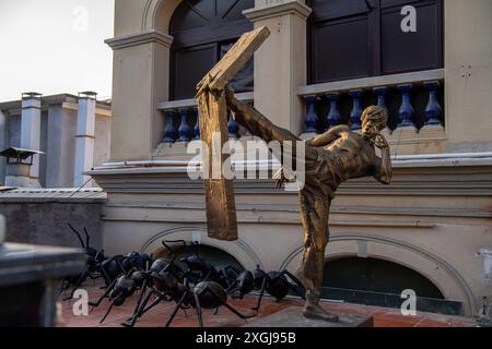 30 janvier 2022, Xiamen, Chine : monument Bruce Lee sur l'île de Gulangyu Banque D'Images