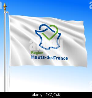 Hauts de France agitant drapeau régional, France, Europe, illustration vectorielle Illustration de Vecteur