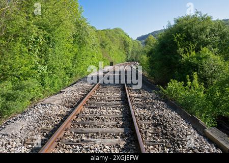 Europe, Luxembourg, Colmar-Berg, ligne de chemin de fer courbe Banque D'Images