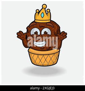 Crème glacée avec expression de sourire dont je ne sais pas. Personnage de dessin animé mascotte pour saveur, souche, étiquette et produit d'emballage. Illustration vectorielle Illustration de Vecteur