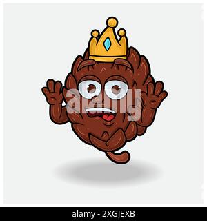 Cône de pin avec expression choquée. Personnage de dessin animé mascotte pour saveur, souche, étiquette et produit d'emballage. Illustration vectorielle Illustration de Vecteur