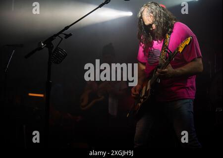 Manchester, Royaume-Uni. 08 juillet 2024. Adam Granduciel, David Hartley, Robbie Bennett, Charlie Hall, Jon Natchez, Anthony Lamarca et Eliza Hardy Jones de th Banque D'Images