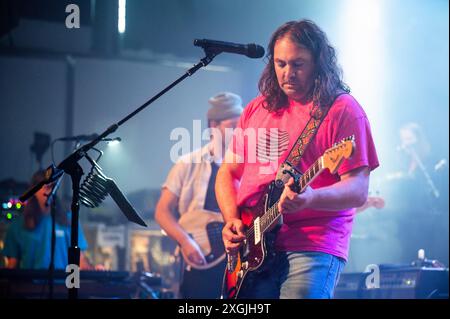 Manchester, Royaume-Uni. 08 juillet 2024. Adam Granduciel, David Hartley, Robbie Bennett, Charlie Hall, Jon Natchez, Anthony Lamarca et Eliza Hardy Jones de th Banque D'Images