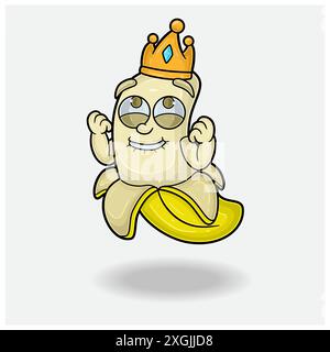 Banana Mascot personnage Cartoon avec expression heureuse. Pour marque, étiquette, emballage et produit. Illustrations vectorielles Illustration de Vecteur