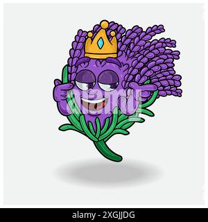 Smug expression avec le personnage Lavender Crown Mascot Cartoon. Illustrations vectorielles Illustration de Vecteur
