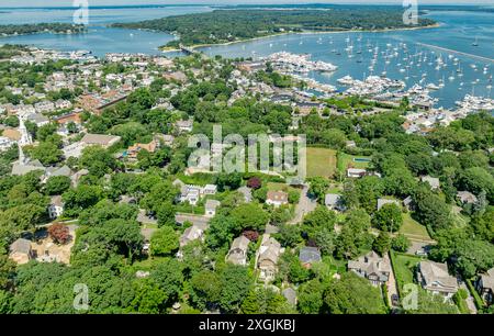 Vue aérienne du port de Sag, ny Banque D'Images