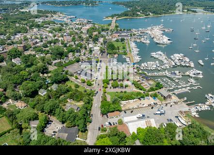 Vue aérienne du port de Sag, ny Banque D'Images