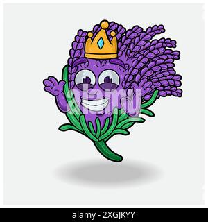 Ne connaissez pas l'expression du sourire avec Lavender Crown Mascot Character Cartoon. Illustrations vectorielles Illustration de Vecteur