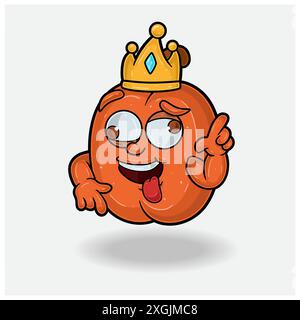 Peach fruit Mascot Character Cartoon avec une expression folle. Pour marque, étiquette, emballage et produit. Illustration vectorielle Illustration de Vecteur