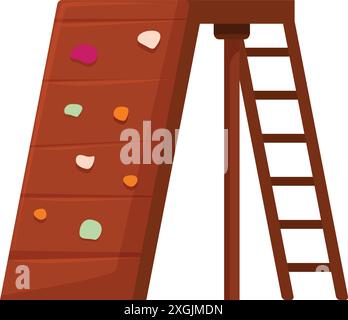 Cette illustration montre un mur d'escalade en bois, parfait pour représenter des concepts tels que l'aire de jeux, l'entraînement et l'escalade Illustration de Vecteur