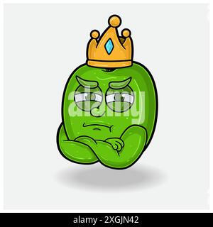Green Apple Mascot personnage Cartoon avec une expression jalouse. Pour marque, étiquette, emballage et produit. Illustration vectorielle Illustration de Vecteur