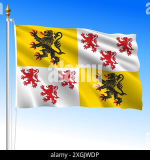 Hauts de France agitant drapeau régional, France, Europe, illustration vectorielle Illustration de Vecteur